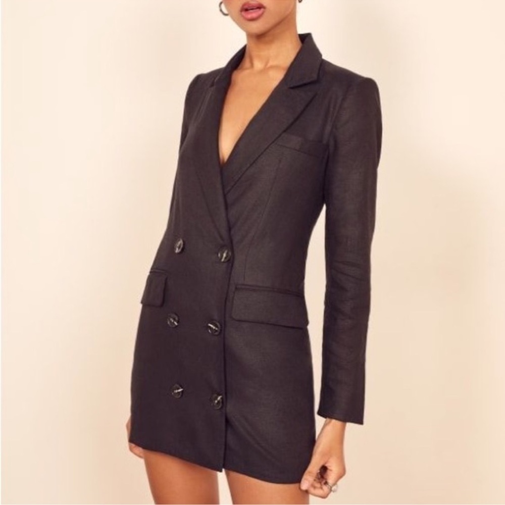 Reformation Maxwell Blazer Dress in Black sz XS